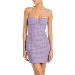 Aqua Tweed Lavender Purple Strapless Mini Dress, Size XS – Brand New With Tags